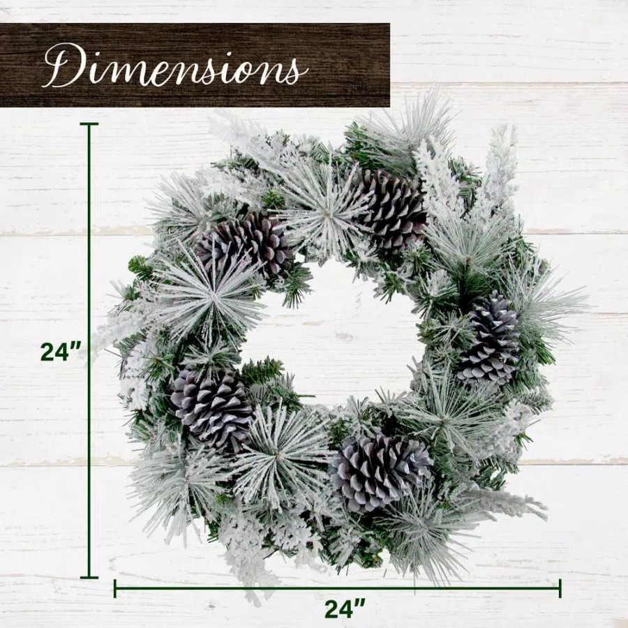 Christmas Greenery * | Fraser Hill Farm 24 In. Artificial Christmas Wreath With Oversized Pinecones