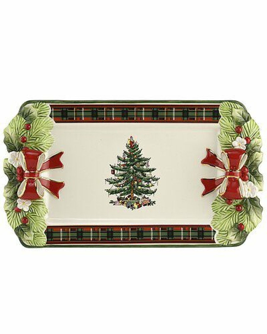 Kitchen & Dining Room * | Spode Christmas Tree Figural Tartan Tray Home