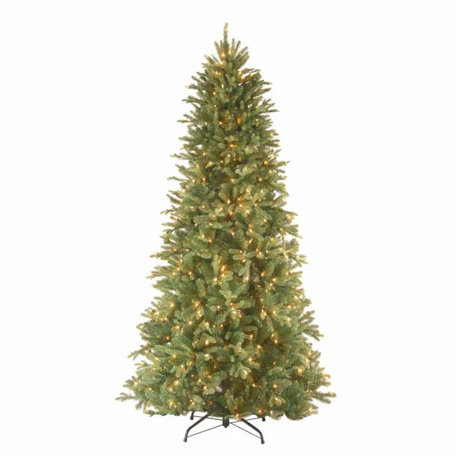 Christmas Trees * | National Tree Company 9 Ft. Feel Real Tiffany Fir Slim Hinged Artificial Christmas Tree With 800 Clear Lights