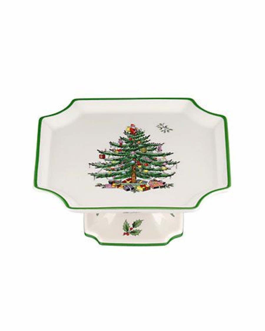 Kitchen & Dining Room * | Spode Christmas Tree 6.5In Footed Cake Plate Home