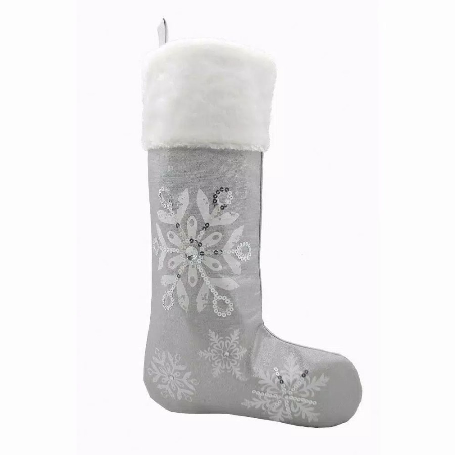 Indoor Christmas Decorations * | Manor Luxe 20 In. Glistening Snow Christmas Stocking