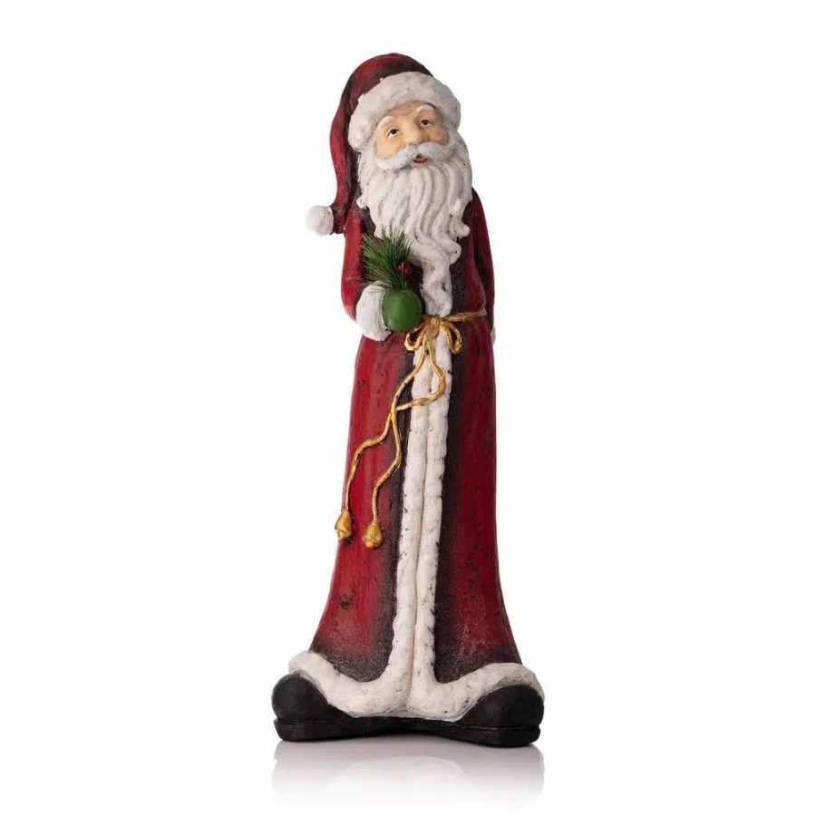 Outdoor Christmas Decorations * | Alpine Corporation 28 In. Christmas Tall Skinny Santa Statuary