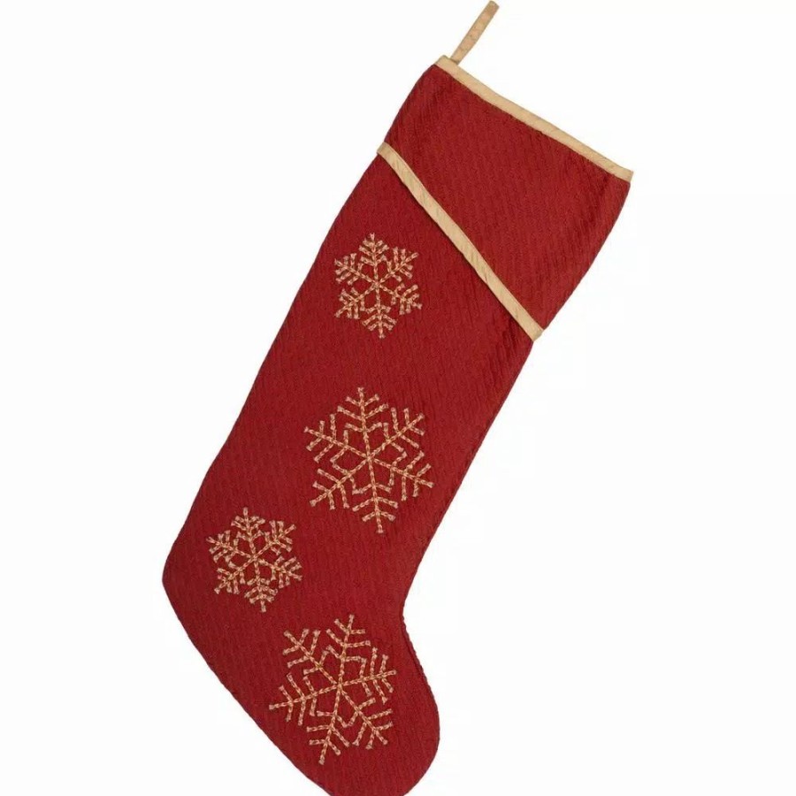 Indoor Christmas Decorations * | Vhc Brands 20 In. Cotton/Nylon Revelry Brick Red Traditional Christmas Decor Stocking