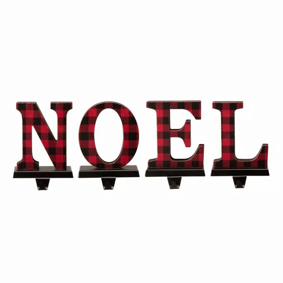 Indoor Christmas Decorations * | Glitzhome Wooden/Metal Noel Christmas Stocking Holder (Set Of 4)