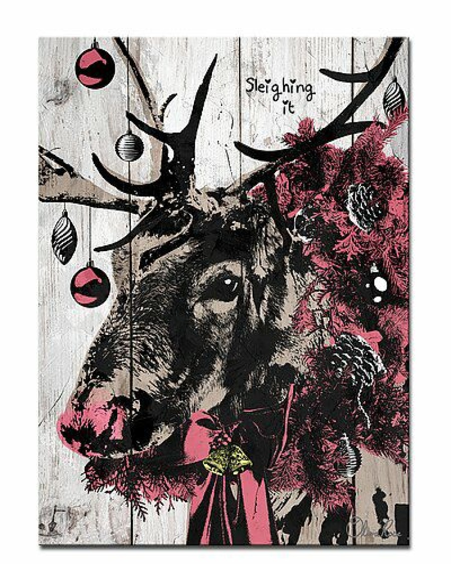 Mirrors & Wall Art * | Christmas Reindeer Wrapped Canvas Wall Art By Olivia Rose Home