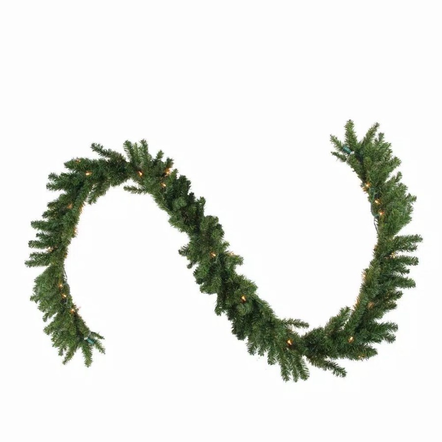 Christmas Greenery * | Northlight 9 Ft. X 14 In. Pre-Lit Canadian Pine Artificial Christmas Garland With Clear Lights