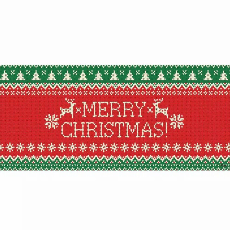 Outdoor Christmas Decorations * | My Door Decor 7 Ft. X 16 Ft. Merry Christmas Ugly Christmas Sweater Christmas Garage Door Decor Mural For Double Car Garage