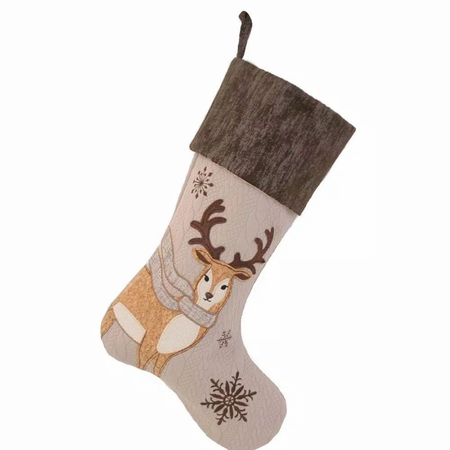 Indoor Christmas Decorations * | Manor Luxe 20 In. Cozy Reindeer Christmas Stocking