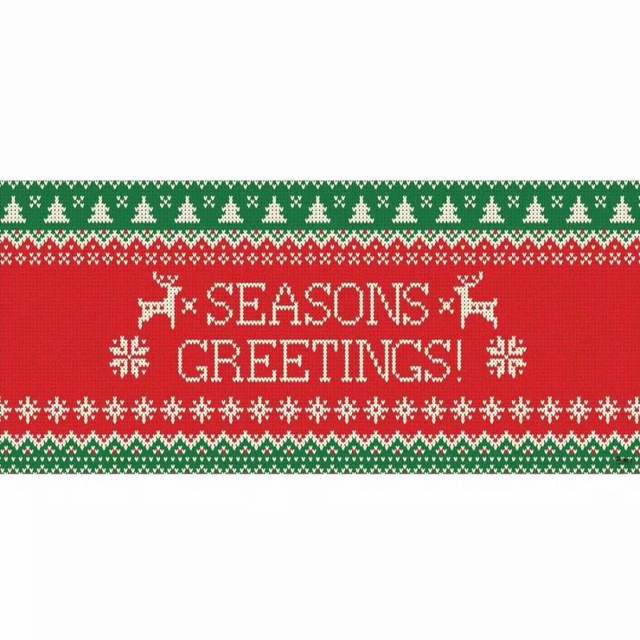 Outdoor Christmas Decorations * | My Door Decor 7 Ft. X 16 Ft. Ugly Christmas Sweater Seasonal Greetings-Christmas Garage Door Decor Mural For Double Car Garage