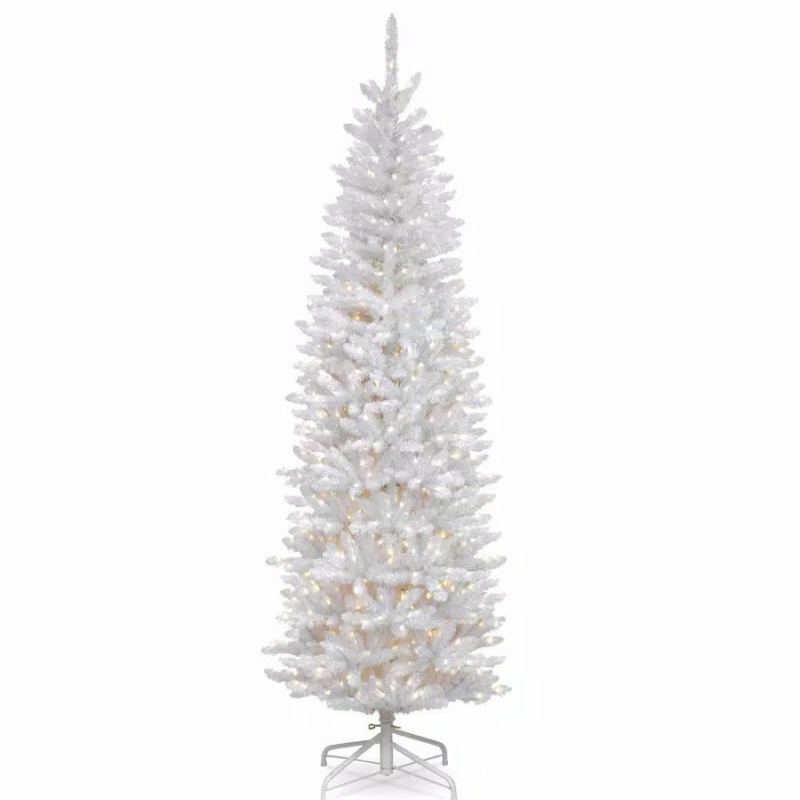 Christmas Trees * | National Tree Company 7.5 Ft. Kingswood White Fir Pencil Artificial Christmas Tree With Clear Lights