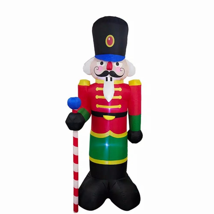 Outdoor Christmas Decorations * | Aleko 96 In. Christmas Inflatable Nutcracker With Ul Certified Blower And Led Lights