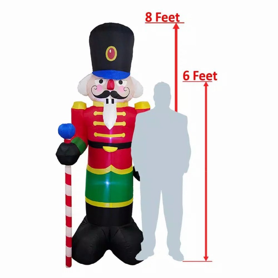 Outdoor Christmas Decorations * | Aleko 96 In. Christmas Inflatable Nutcracker With Ul Certified Blower And Led Lights