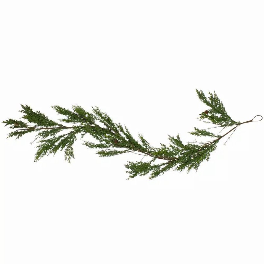 Christmas Greenery * | Northlight 72 In. Green Cypress Unlit Artificial Christmas Garland With Black Grape Berries