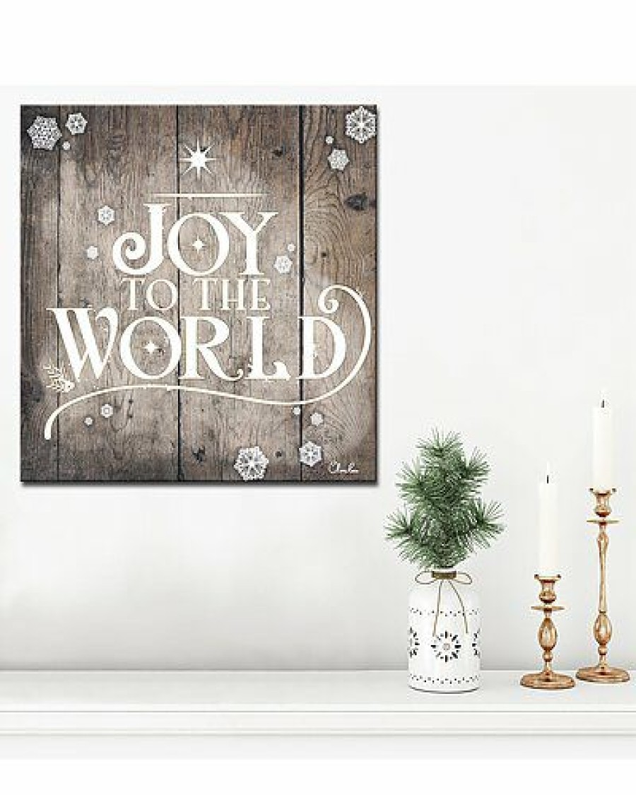 Mirrors & Wall Art * | Christmas Joy To World Wrapped Canvas Wall Art By Olivia Rose Home