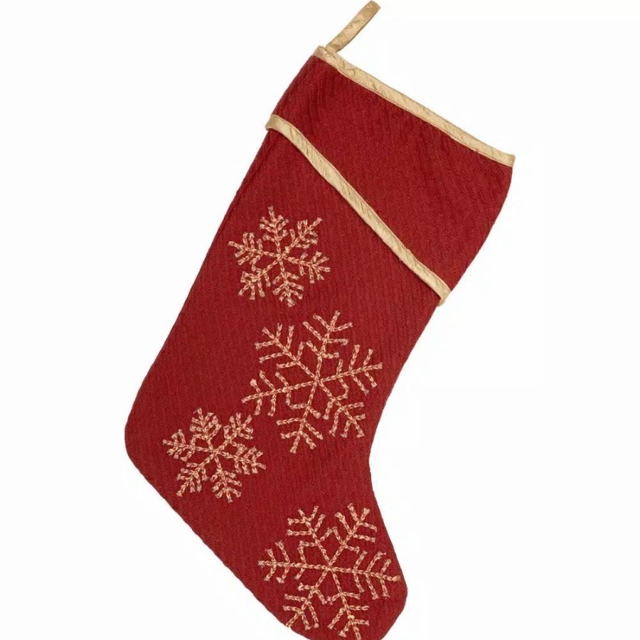 Indoor Christmas Decorations * | Vhc Brands 15 In. Cotton/Nylon Revelry Brick Red Traditional Christmas Decor Stocking