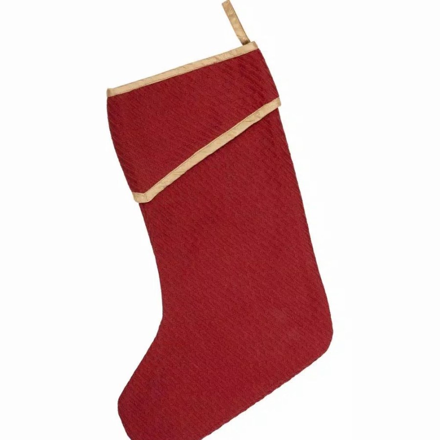 Indoor Christmas Decorations * | Vhc Brands 15 In. Cotton/Nylon Revelry Brick Red Traditional Christmas Decor Stocking