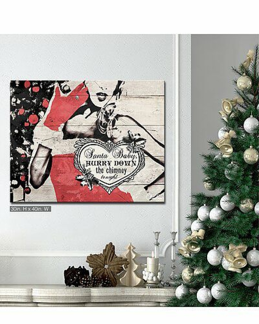 Mirrors & Wall Art * | Christmas Santa Baby Lady Wrapped Canvas Wall Art By Olivia Rose Home