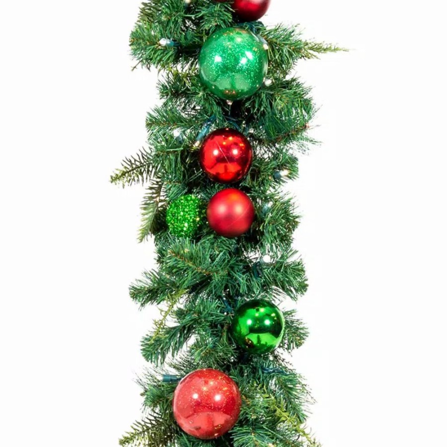 Christmas Greenery * | Village Lighting Company 9 Ft. Pre-Lit Led Christmas Cheer Garland