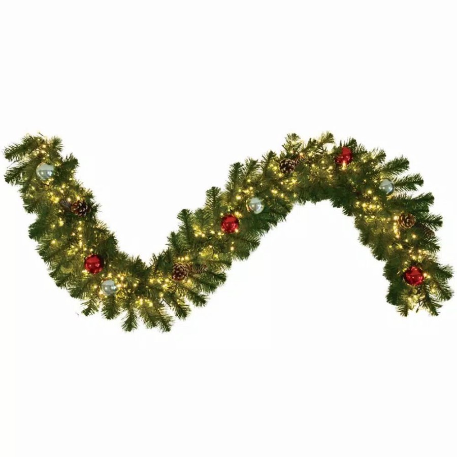 Christmas Greenery * | Fraser Hill Farm 6 Ft. Pre-Lit Artificial Christmas Garland With Pine Cones