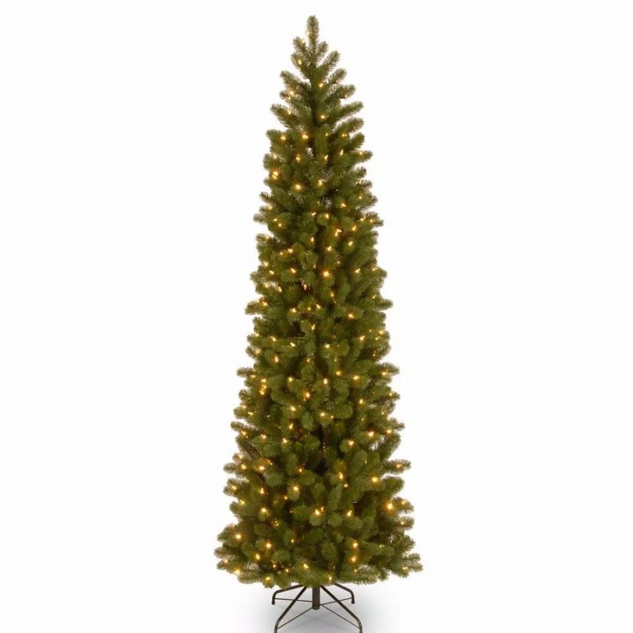 Christmas Trees * | National Tree Company 9 Ft. Downswept Douglas Pencil Slim Fir Artificial Christmas Tree With Clear Lights