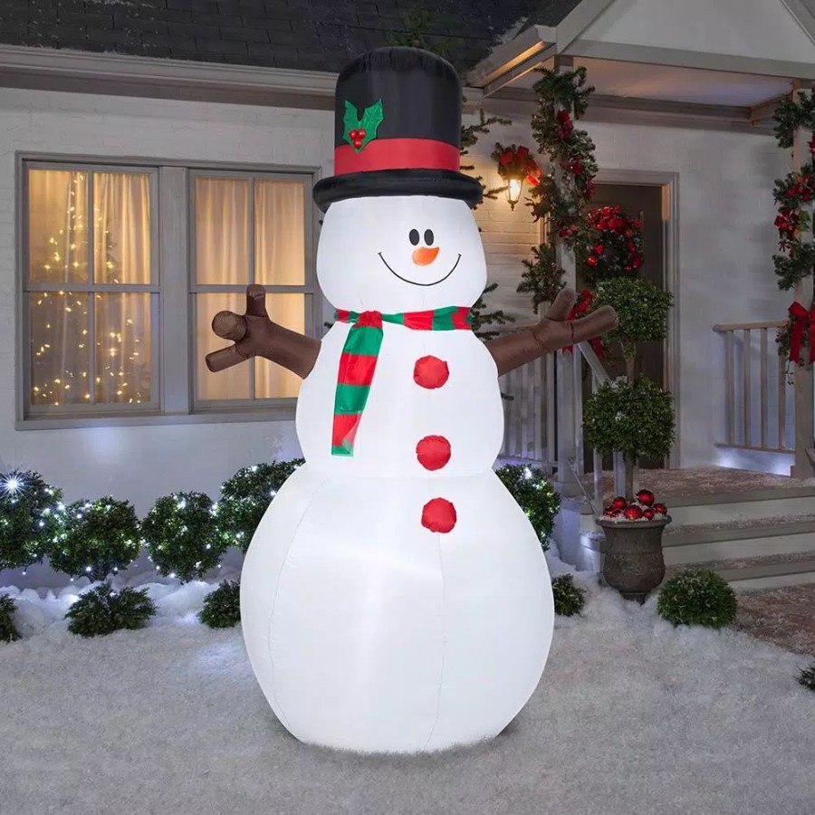 Outdoor Christmas Decorations * | Airblown 5 Ft. W X 8 Ft. H Inflatable Snowman With Christmas Scarf And Hat