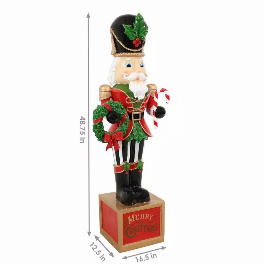 Outdoor Christmas Decorations * | Sunnydaze Decor 48 In. Christmas Nutcracker Indoor/Outdoor Statue