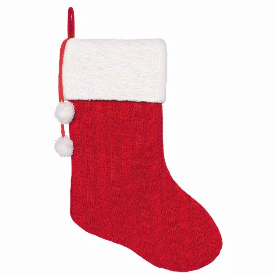 Indoor Christmas Decorations * | Amscan 18 In. Fabric Cable Knit Deluxe Christmas Stockings (2-Pack)