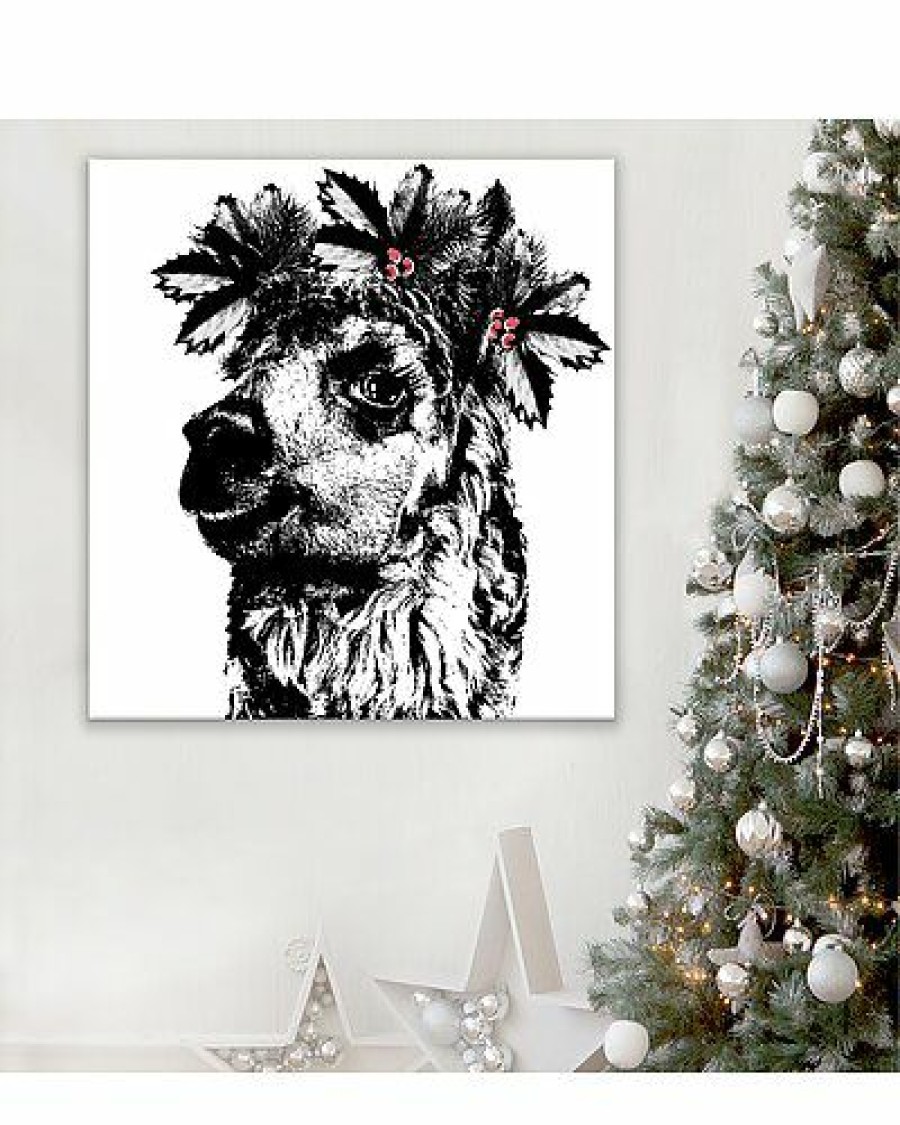 Mirrors & Wall Art * | Alpaca Elf Wrapped Canvas Christmas Wall Art By Chichi Decor Home