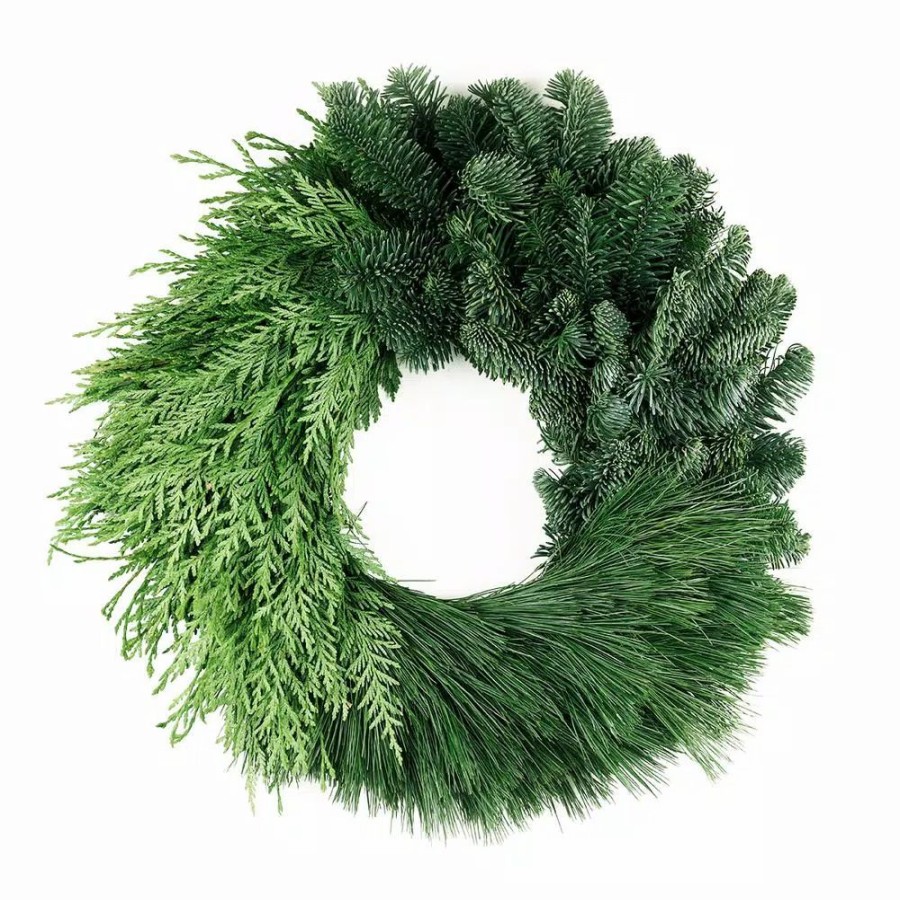 Christmas Greenery * | Van Zyverden 24 In. Live Fresh Cut Pacific Northwest Modern Block Christmas Wreath