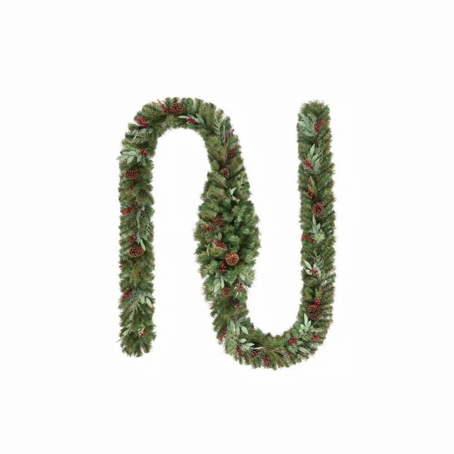 Christmas Greenery * | Home Accents Holiday 17 Ft. Woodmoore Unlit Artificial Christmas Garland