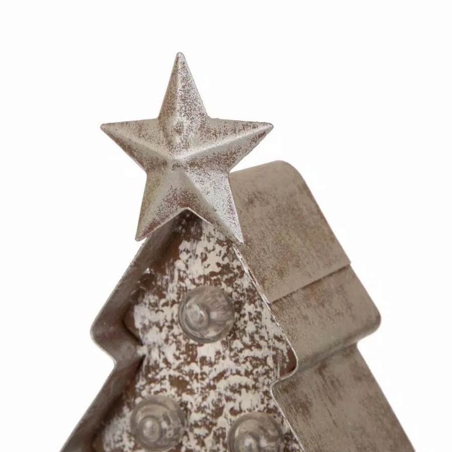 Indoor Christmas Decorations * | Glitzhome 7.50 In. H Marquee Led Wooden/Metal Christmas Tree Stocking Holder