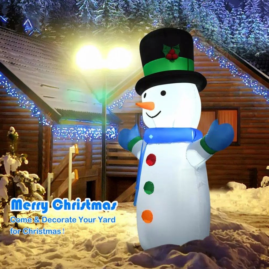 Outdoor Christmas Decorations * | Costway 4 Ft. Pre-Lit Led Lights Christmas Snowman Christmas Inflatable With Strong Weather Resistance