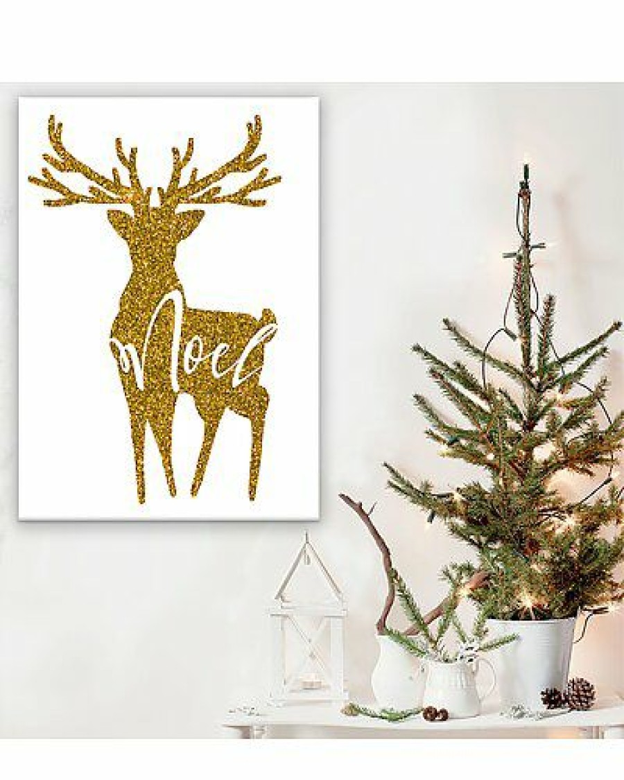 Mirrors & Wall Art * | Glam Noel Wrapped Canvas Christmas Wall Art By Chichi Decor Home