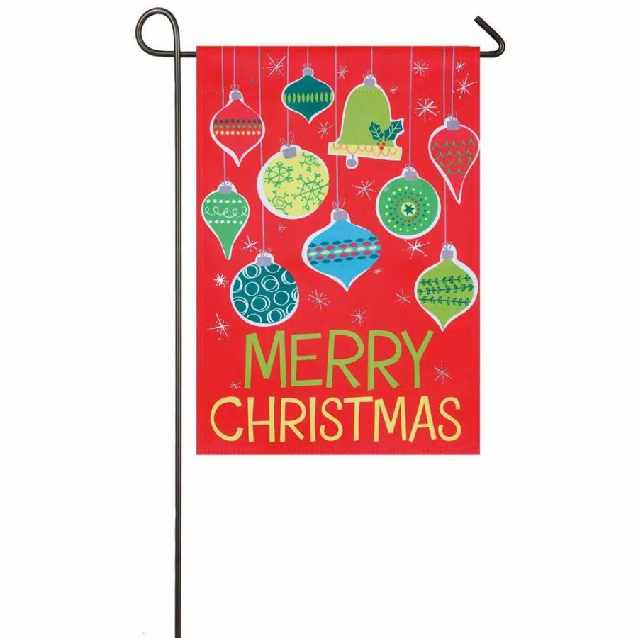 Outdoor Christmas Decorations * | Evergreen 18 In. X 12.5 In. Merry Christmas Ornaments Garden Suede Flag