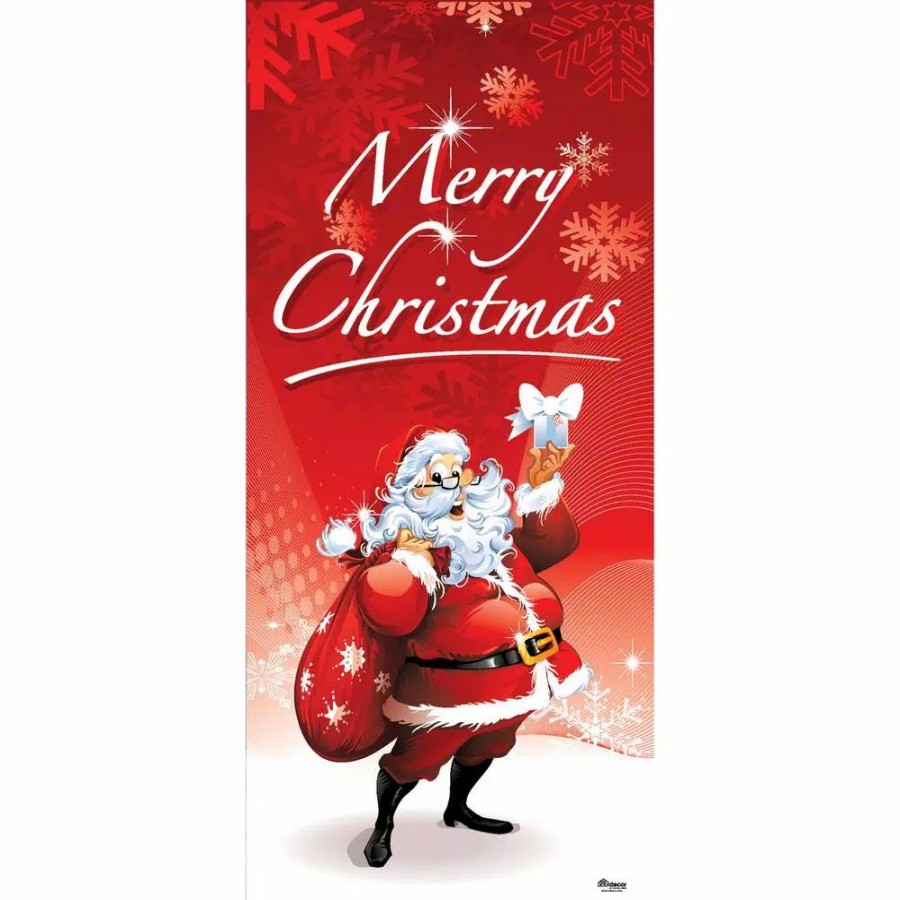 Outdoor Christmas Decorations * | My Door Decor 36 In. X 80 In. Santa'S Merry Christmas-Christmas Front Door Decor Mural