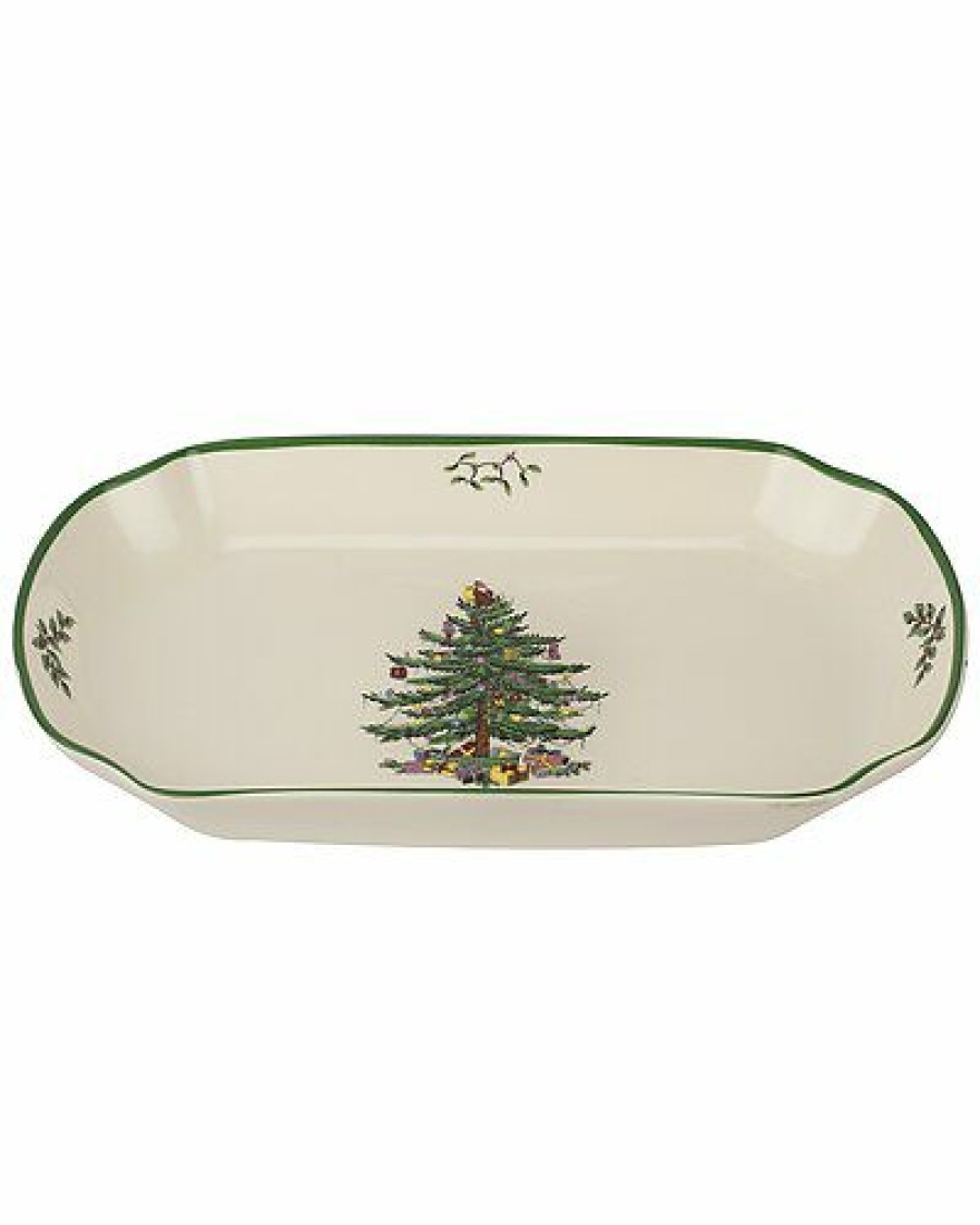 Kitchen & Dining Room * | Spode Christmas Tree Rectangular Scalloped Tray Home