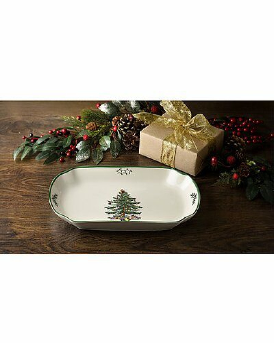 Kitchen & Dining Room * | Spode Christmas Tree Rectangular Scalloped Tray Home