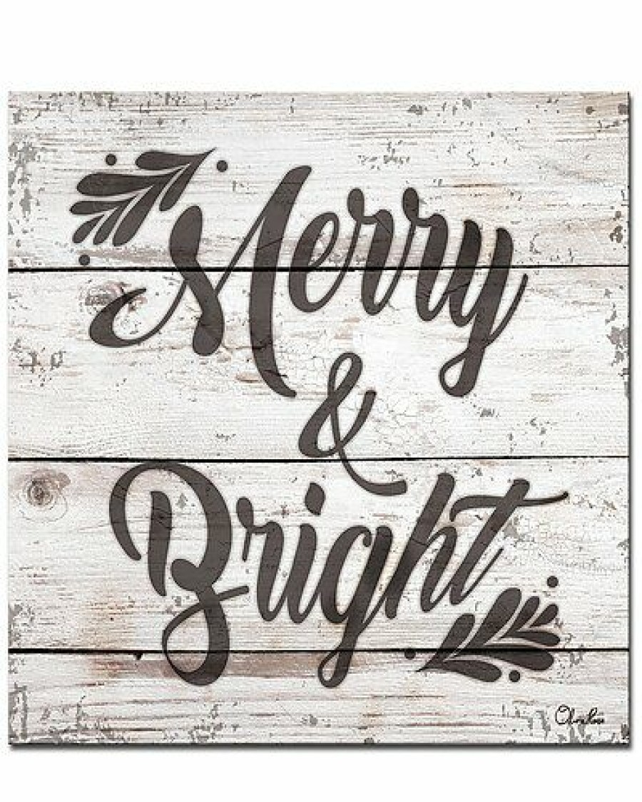 Mirrors & Wall Art * | Christmas Merry & Bright Wrapped Canvas Wall Art By Olivia Rose Home