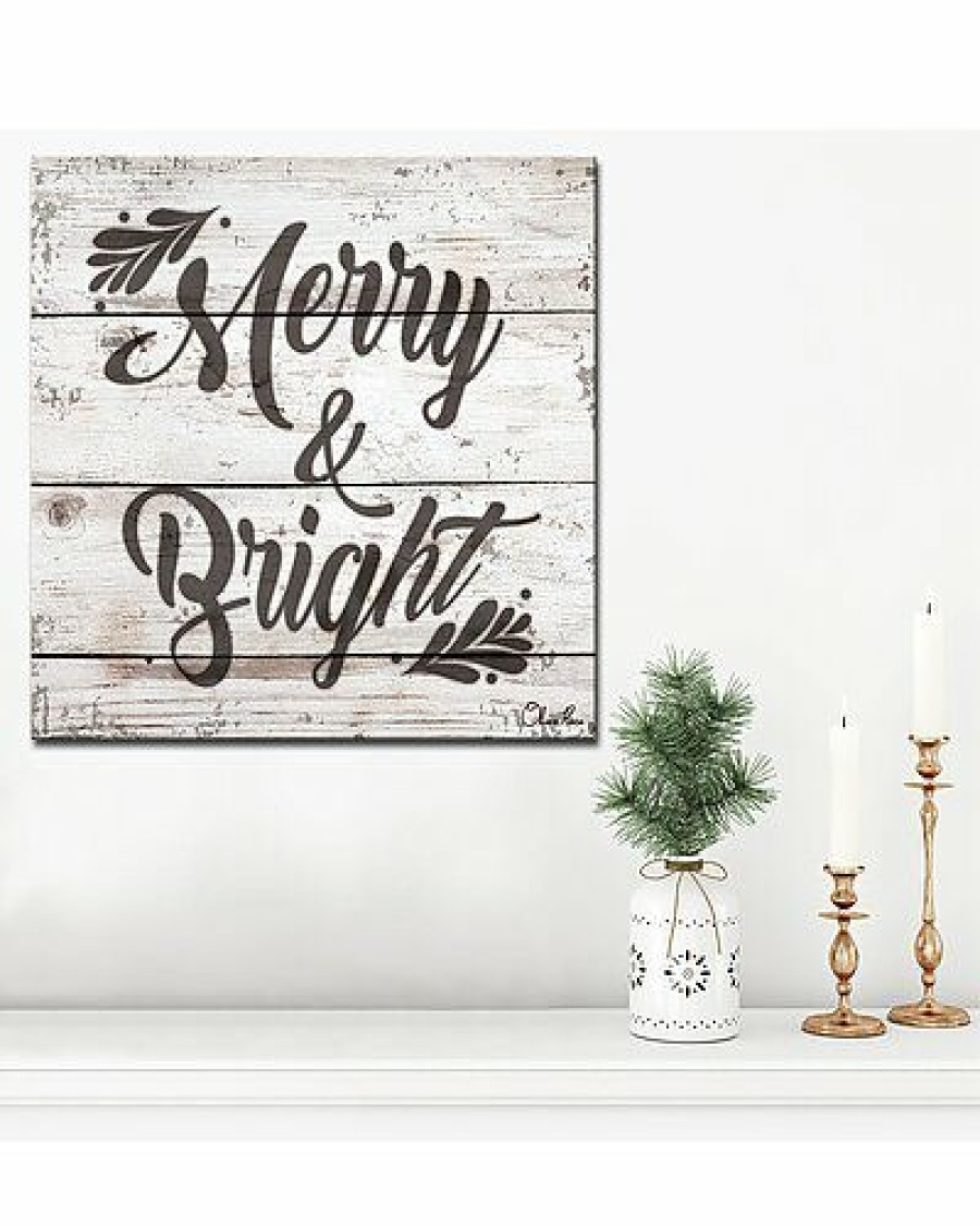 Mirrors & Wall Art * | Christmas Merry & Bright Wrapped Canvas Wall Art By Olivia Rose Home