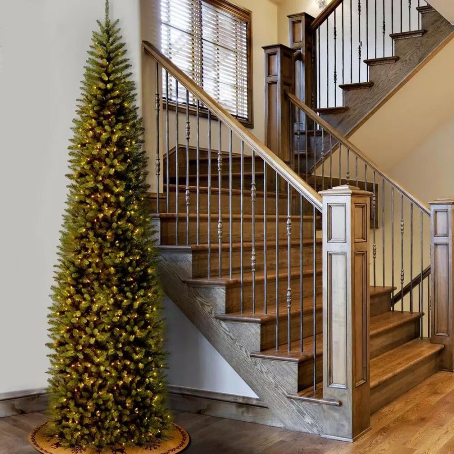 Christmas Trees * | National Tree Company 10 Ft. Kingswood Fir Pencil Artificial Christmas Tree With Clear Lights