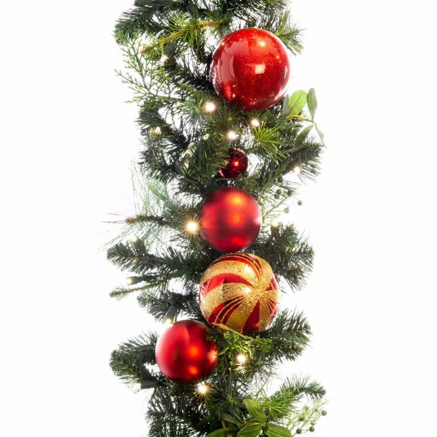 Christmas Greenery * | Village Lighting Company 9 Ft. Pre-Lit Led Christmas Classic Garland