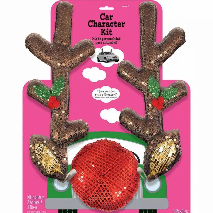 Outdoor Christmas Decorations * | Amscan 16 In. Christmas Glitzy Reindeer Car Kit