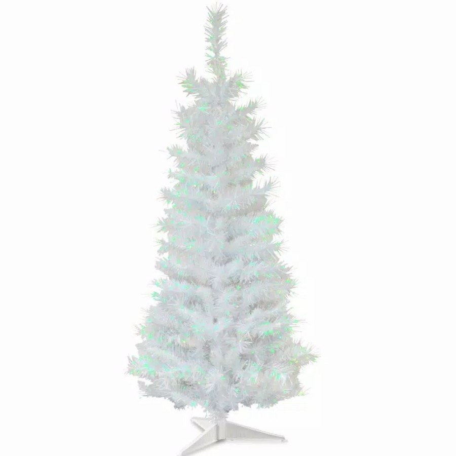 Christmas Trees * | National Tree Company 3 Ft. White Iridescent Tinsel Artificial Christmas Tree