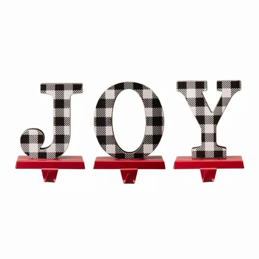 Indoor Christmas Decorations * | Glitzhome Wooden/Metal Joy Christmas Stocking Holder (Set Of 3)