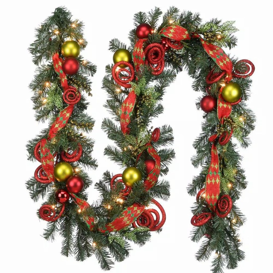 Christmas Greenery * | National Tree Company 9 Ft. Decorative Collection Ornament Artificial Christmas Garland With Clear Lights