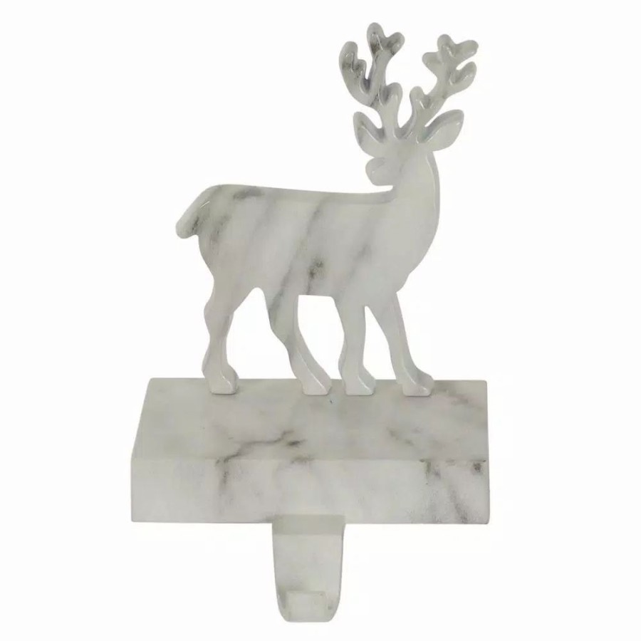 Indoor Christmas Decorations * | Northlight 7.5 In. Black And White Marbled Deer Christmas Stocking Holder