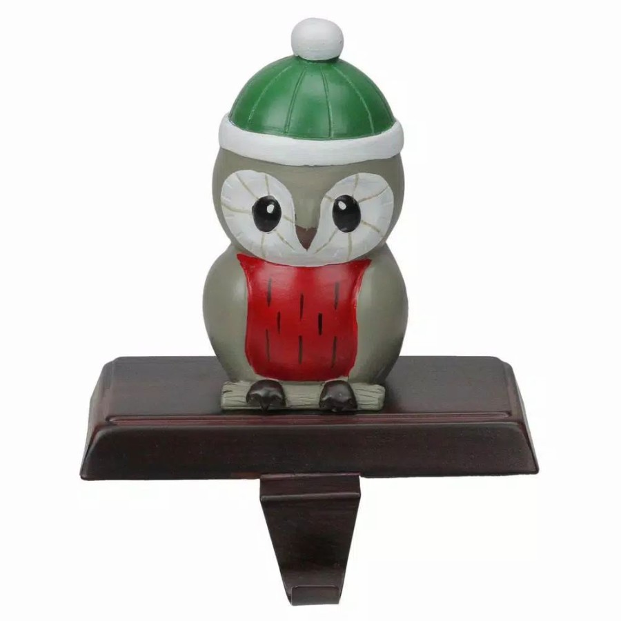 Indoor Christmas Decorations * | Northlight 6 In. Owl In A Winter Hat Christmas Stocking Holder