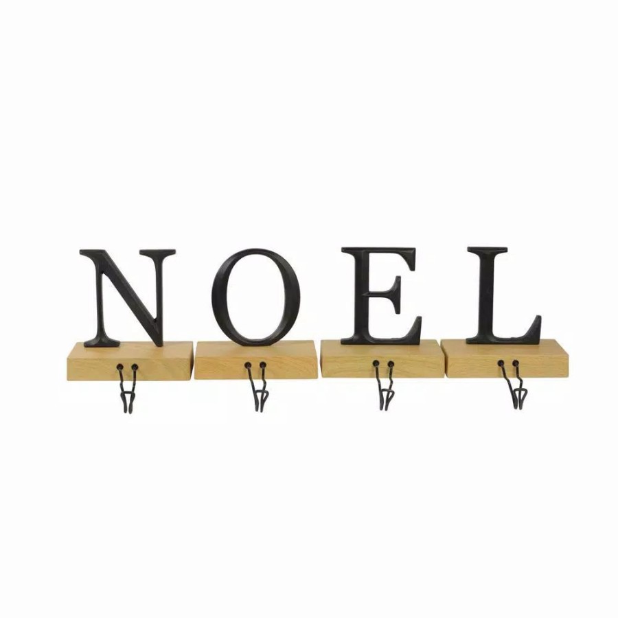 Indoor Christmas Decorations * | Northlight 6 In. Metal And Wood Noel Christmas Stocking Holder (Set Of 4)