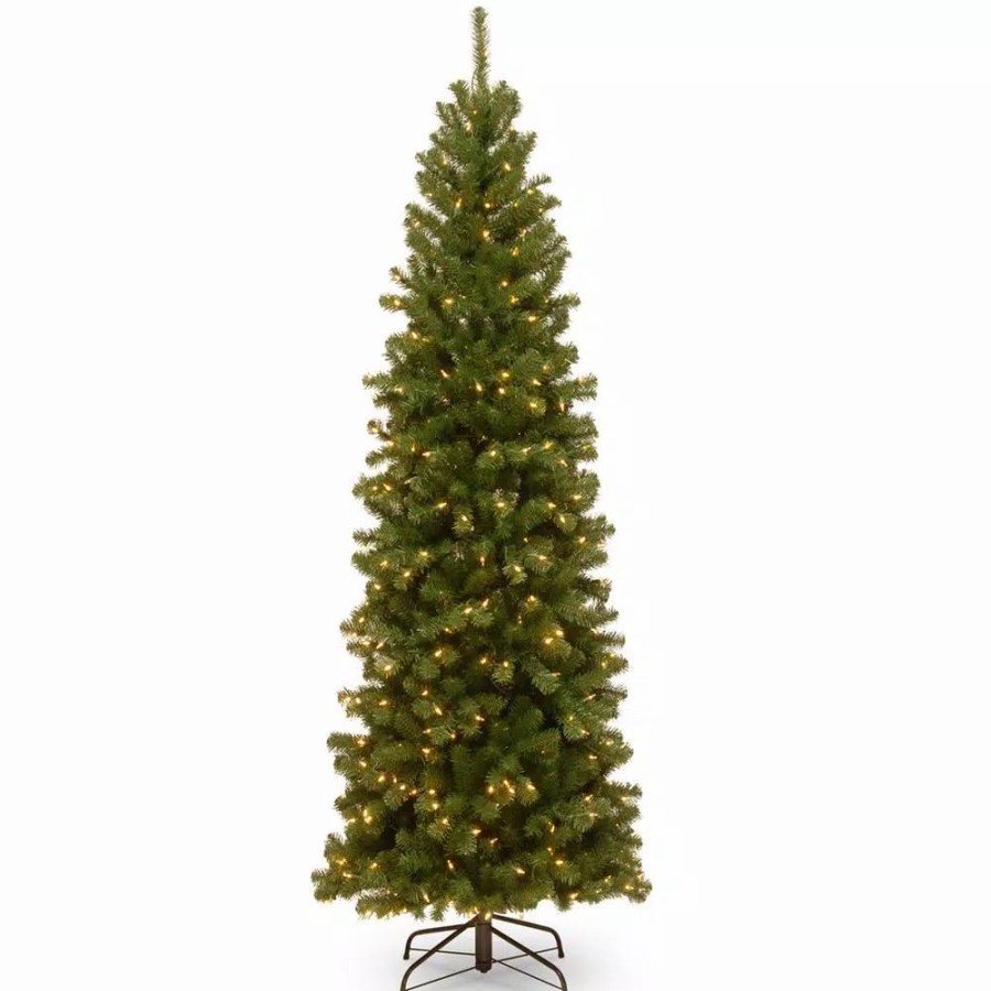 Christmas Trees * | National Tree Company 9 Ft. North Valley Spruce Pencil Slim Artificial Christmas Tree With Clear Lights