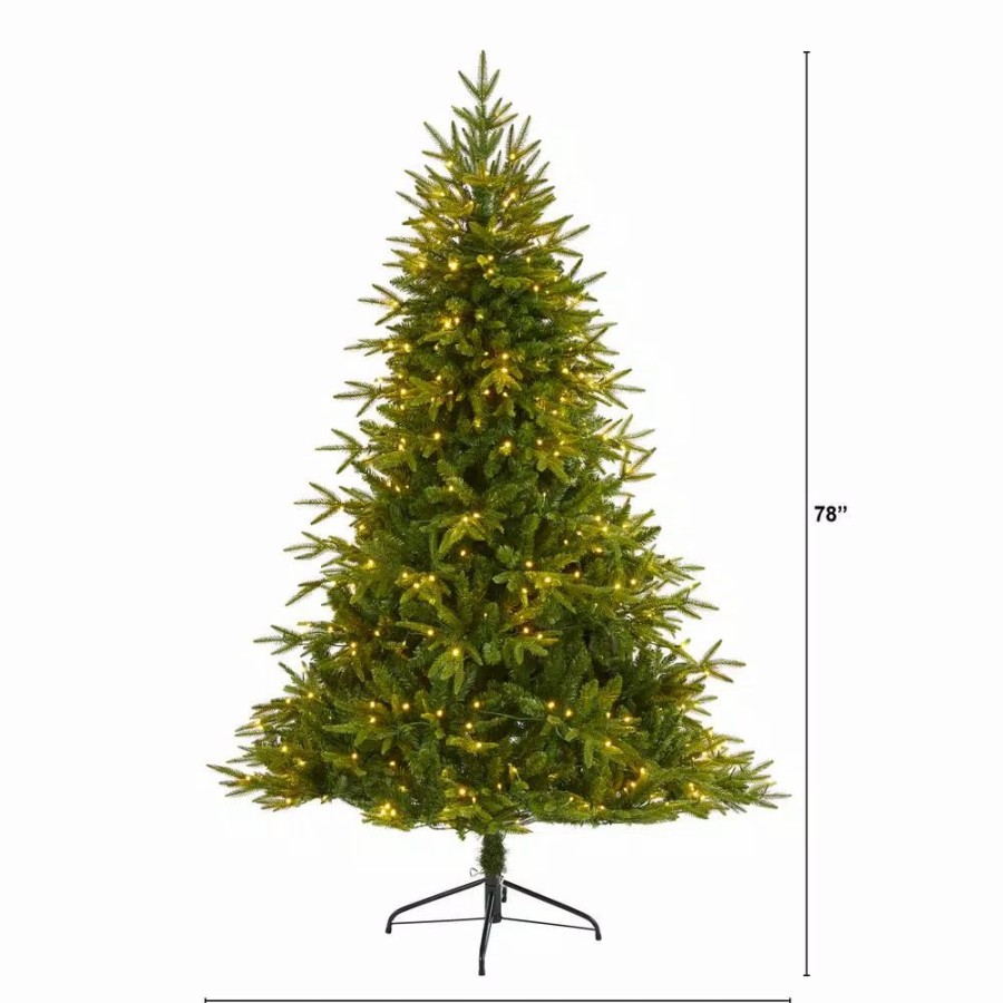 Christmas Trees * | Nearly Natural 6.5 Ft. Pre-Lit Colorado Mountain Fir Natural Look Artificial Christmas Tree With 400 Clear Led Lights